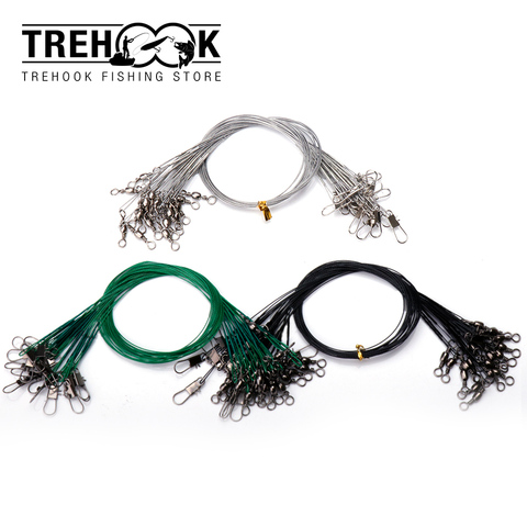 TREHOOK 20pcs/pack 15-30cm Anti Bite Steel Fishing Line Steel Wire Leader With Swivel Lead Core Leash Wire Fishing Tackle 2022 ► Photo 1/6