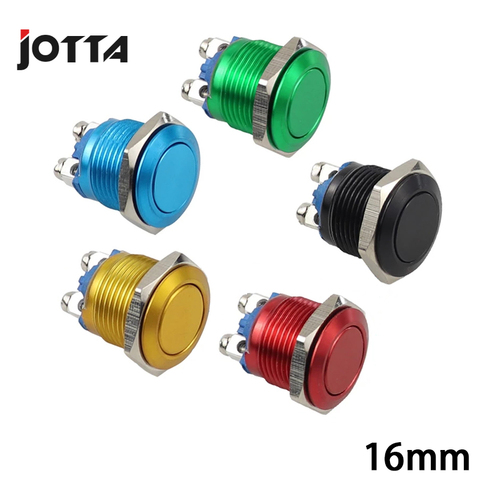 16mm Metal Push Button Switch Momentary 1NO Car Press Button Screw Terminal ► Photo 1/1