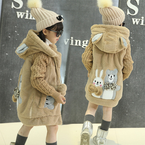 OLEKID 2022 Aautumn Winter Cartoon Rabbit Girls Parka Thick Warm Hooded Girl Jacket Outerwear 5-14 Years Kids Teenage Girls Coat ► Photo 1/5