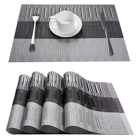 Placemats for Dining Table,PVC Bamboo Pattern Table Mats Set of 1/4/6/8/12,Non-Slip Heat Resistant Washable Easy to Clean ► Photo 1/6