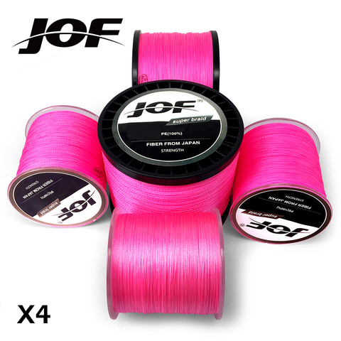 JOF PE Braided Fishing Line Pink Multifilament Fishing Cord Strong 4 Strands 100M 300M 500M 1000M ► Photo 1/6