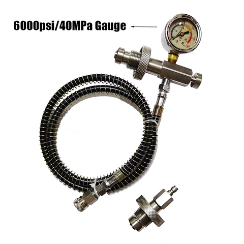 New Paintball Air Gun Airsoft PCP DIN Dive Cylinder Decanting / Equalising Pressure Hose+Pressure Gauge - Dual 232 and 300 Bar ► Photo 1/6