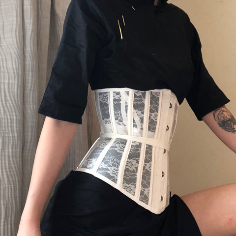Sexy Corset Underbust Women Gothic Corset Top Curve Shaper Modeling Strap Slimming Waist Belt Lace Corsets Bustiers Black White ► Photo 1/6