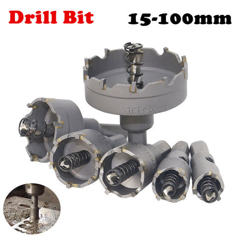 Qualuty 1pc Carbide Core Drill Bit Hole Saw Metalworking Cutter Stainless Steel Alloy Metal  Drilling Tip 15-100mm Drill Bit Set ► Photo 1/6