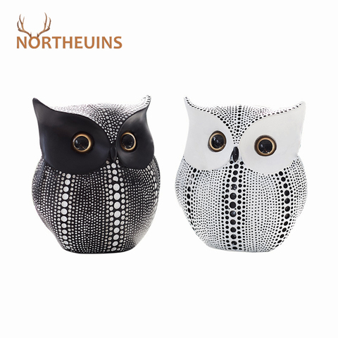 NORTHEUINS Nordic Resin Wise Owl Figurines Animal Statue Sculpture Crafts for Home Interior Decor Desktop Table Decoration Gifts ► Photo 1/6