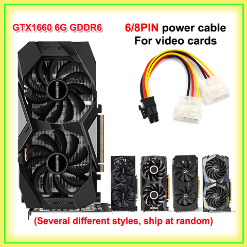Brand New GTX1660 6G GDDR6 Gaming GTX1660TI Video Card 6pin/8pin Power Cable Excellent Computer Hardware DIY 2 Years Warranty ► Photo 1/6