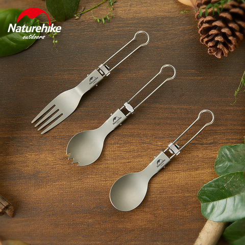 Naturehike Portable Tableware Lightweight Foldable Outdoor Camping Titanium Spoon Fork Knife Spork Cutlery Sets Camping Cutlery ► Photo 1/6