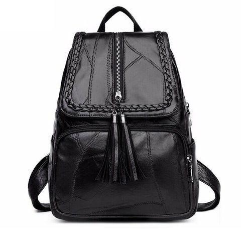 2022 Newest Hot Women Lady Luxury Soft Faux Leather Tassel Backpacks Rucksack Shoulder Bag Travel School Bags ► Photo 1/1