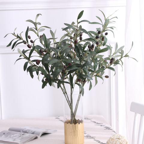 Artificial Green Olive Branch Fruit Fake Plant Wedding Home Photography Props Flower Arrangement Decoration Indoor Fake Flowers ► Photo 1/6