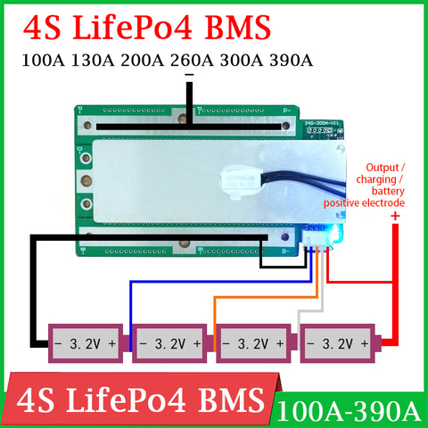4S 12V 100A 130A 200A 260A 300A 390A BMS LifePo4 Lithium Protection Board Balance High Current Motorcycle car start RV Inverter ► Photo 1/6