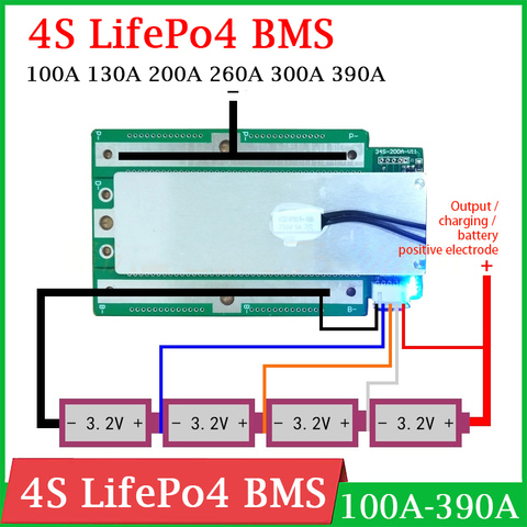 4S 12.8V 390A 300A 200A 100A BMS 3.2V LifePo4 Lithium Protection Board Balance High Current Motorcycle car start RV Inverter ► Photo 1/6