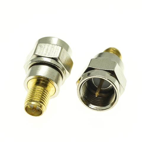 F To SMA Connector Socket F Male Jack to RP SMA Female Plug F - RP SMA Gold Plated Brass Straight Coaxial RF Adapters ► Photo 1/6