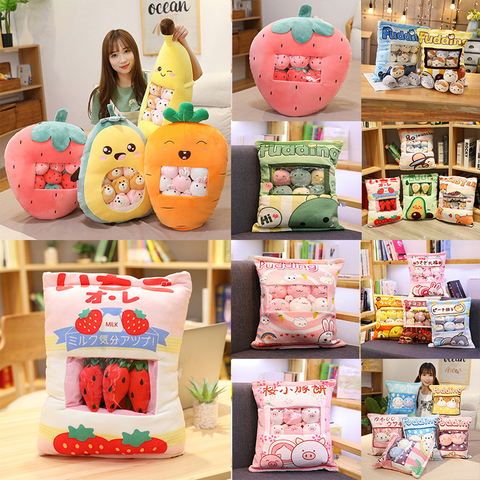 Fruits Candy Bag Stuffed Strawberry Carrot Banana Mini Animal Bunny Pig Cat Balls Anime Stuffed Dinosaur Octopus Pudding Bag ► Photo 1/6