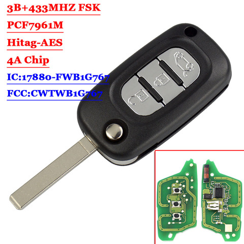 Aftermarket 3 Button Flip Remote Smart Car Key Fob 433Mhz 4A Chip for Mercedes Benz Smart Fortwo 453 Forfour 2015 2016 2017 ► Photo 1/5