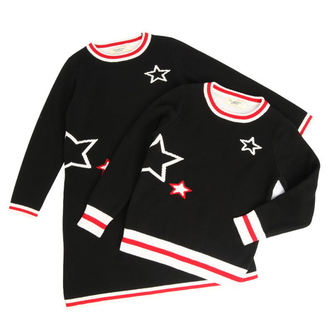 1-10Yrs Boys Girls Five-Pointed Star Knitted Dresses 2022 Autumn Long Sleeve Party Baby Children Birthday Clothes Girls Clothes ► Photo 1/6