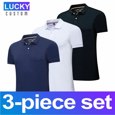 Men's Quick Dry Short Sleeve Breathable Sports Performance Polo Shirt 3 Piece - Classic Slim Selectable Yardage ► Photo 1/6