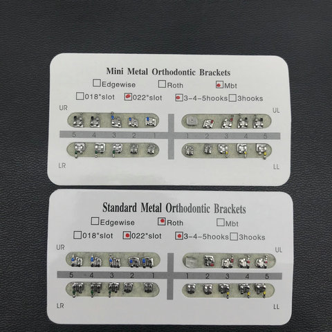 20pcs/pack Dental Mini MBT/Standard Roth Bracket 0.022 Slot 345 Hook Dental Metal Orthodontic Brackets ► Photo 1/6