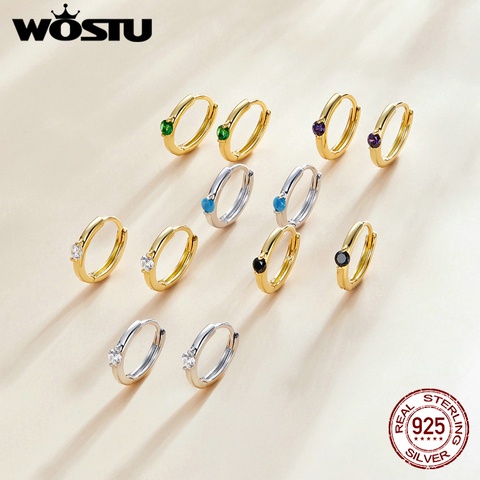 WOSTU Real 925 Sterling Silver Earrings Simple Round Hoop Ear Buckles Earrings For Women Fashion Wedding Silver Jewelry CQE1050 ► Photo 1/6
