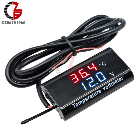 IPX6 Car Motorcycle Digital Voltmeter Thermometer DC 8-18V 12V Battery Tester Waterproof Voltage Meter Temperaure Sensor Meter ► Photo 1/6