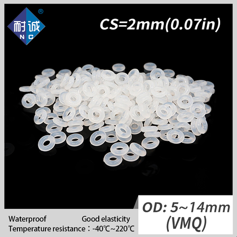 5PCS/lot Silicone rubber o-ring VMQ CS 2mm OD5/6/7/8/9/10/11/12/13/14mm O Ring Gasket Silicone O-ring waterproof ► Photo 1/6