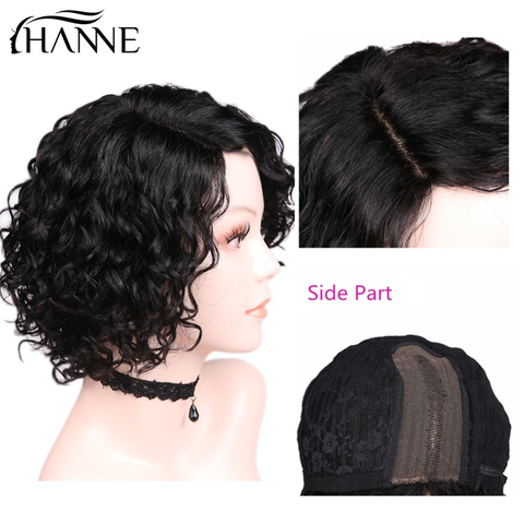 HANNE Short Curly Bob Remy Wig Brazilian Human Hair L Part Human Hair Wigs perruque cheveux humain Wave Wigs 1B#/30#/99J Color ► Photo 1/6