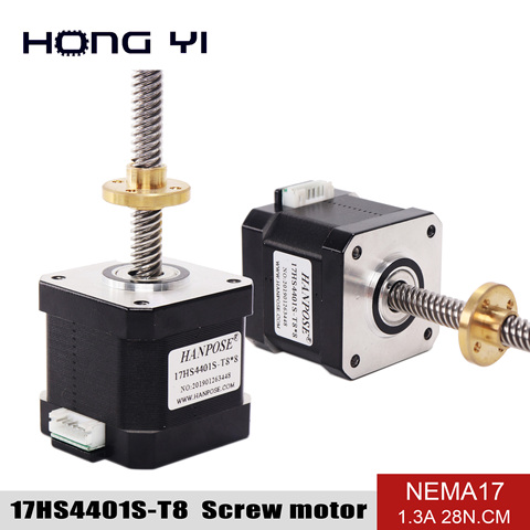 Screw rod L100-500mm Free Shipping stepper motor 17HS4401S-T8*8 Nema17 Screw Copper nut for CNC milling machine ► Photo 1/6