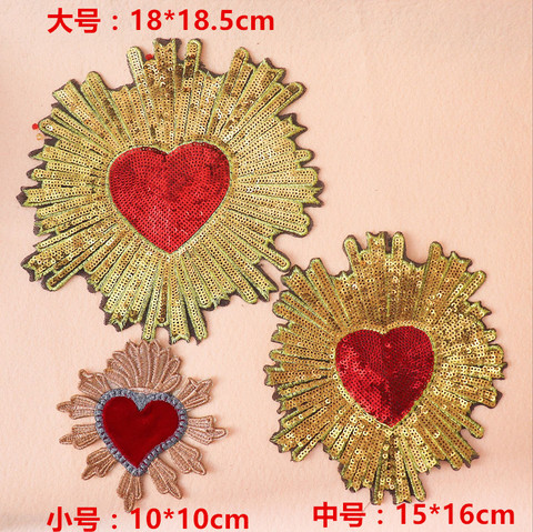 New Love Hearts Sequin Patches for Kids Women Clothes DIY Stripes Iron on Appliques Thermo Clothing Embroidery Heart Badges ► Photo 1/1