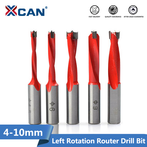 XCAN 1pc 4-10mm Wood Forstner Drill Bit Left Rotation Router Bit Row Drilling for Boring Machine Drills 2 Flute Router Drill Bit ► Photo 1/6