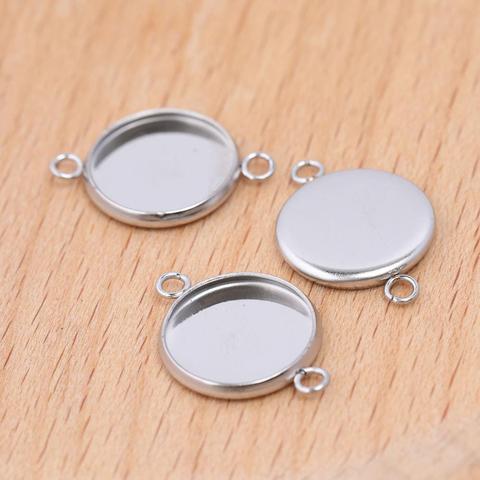 20pcs Stainless Steel Bracelet Cabochon Connector Base Blanks 10mm 12mm 14mm 16mm 18mm 20mm 25mm Diy Cameo Bezel Settings ► Photo 1/2