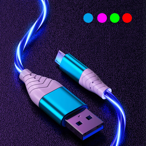 Glow LED Lighting Fast Charging Cable For Huawei P30 Lite P20 P10 Mate 10 20 P40 Lite P30 Pro P Smart 2022 Honor 8X iPhone X XS ► Photo 1/6