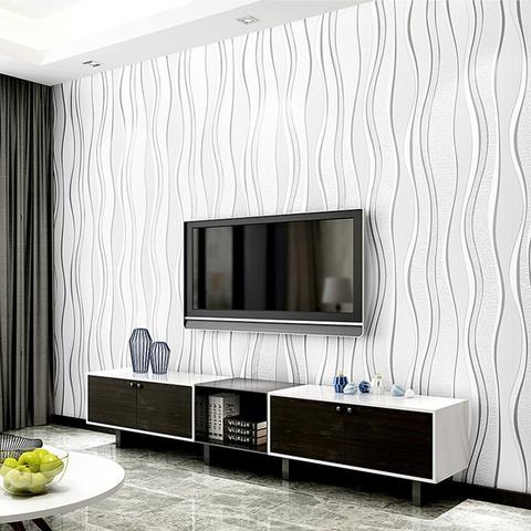 White Vertical Striped Wallpaper Wave Pattern 3D Wall Paper Modern Simple Wallcovering for Living Room TV Background Geometric ► Photo 1/1