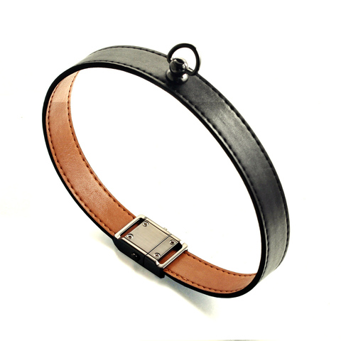 Genuine Leather high quality  button buckle Choker Necklaces Bracelet neck collar dual use 41CM ► Photo 1/5