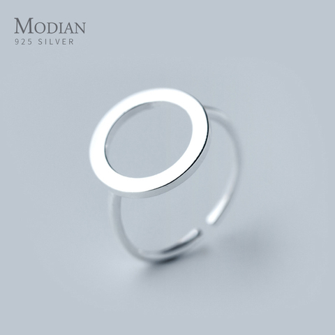 Modian Classic Round Shape Sterling Silver 925 Ring for Women Fashion Open Adjustable Finger Ring Fine Jewelry Girl Gift ► Photo 1/3
