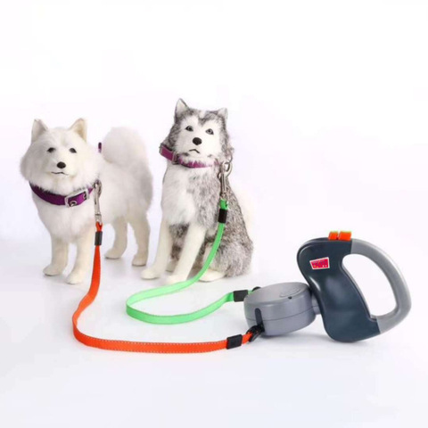 Automatic Retractable Reflective Double-Ended Traction Rope One plus Two Dog Chain Two Dog Leash Pet Supplies Puppy Patrol Rope ► Photo 1/6