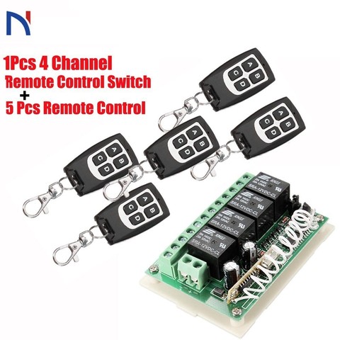 Wireless Remote Control RF Switch 433mhz DC 12V 4CH 4 Channel Wireless Remote Control Switch Relay Receiver Module Transmitter ► Photo 1/6