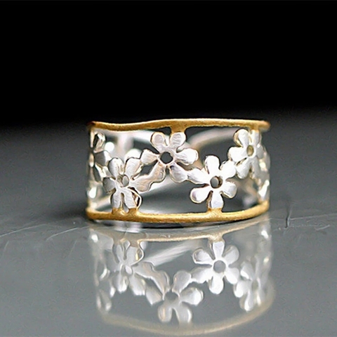 Exquisite All Match Daisy Flower Women Rings Gold Silver Color Adjustable Opening Ring Party Accessories Jewelry ► Photo 1/4