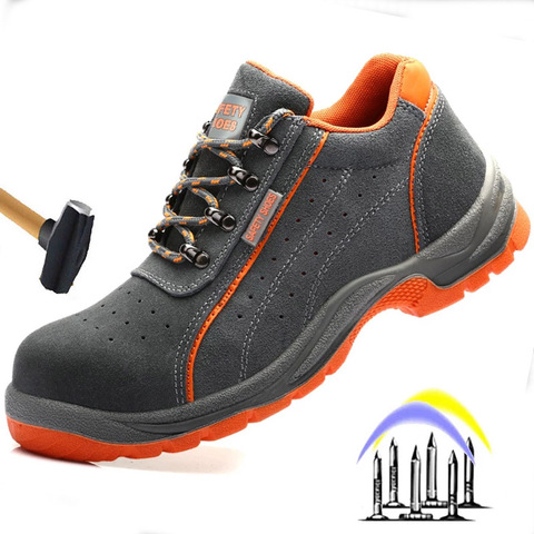 Labor shoes 2022 men's steel head anti-smashing anti-stab anti-slip welding electric welding tendon work shoes ► Photo 1/6