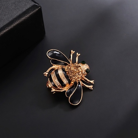 Gold Color Rhinestone Bee Brooches Champagne Hijab Pins Enamel Esmalte Broches juego de tronos Halloween joyas ► Photo 1/4