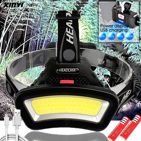 200m Long Lighting 10000LM USB rechargeable LED Headlight Distance Wide Angle COB Head Lamp Lantern For Hike Outdoor Use 2*18650 ► Photo 1/5