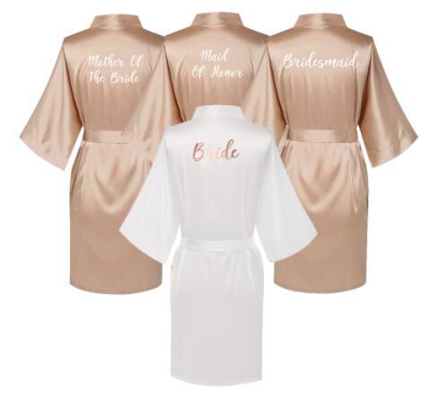 Satin Silk Robes Plus Size Wedding BathRobe Bride Bridesmaid Dress Gown Women Clothing Sleepwear Maid of Honor Rose Gold ► Photo 1/6