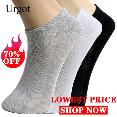 Urgot Solid Mesh Men's Socks Invisible Ankle Socks Men Summer Breathable Thin Male Boat Socks Exercise Basketball Sports Meias ► Photo 1/6