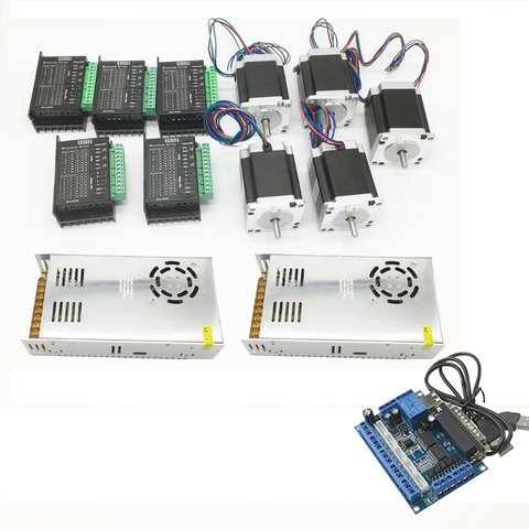 5PCS Nema23 Stepper Motor 1.8Nm 260Oz-in 8mm Shaft 3A & Stepper Motor Driver & 500W Power Supply & 5 Axis Breakout Board  Kit ► Photo 1/6