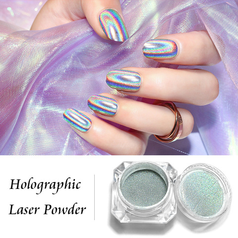 Holographic Chrome Pigment Aurora Nail Glitter Nail Powder Rainbow