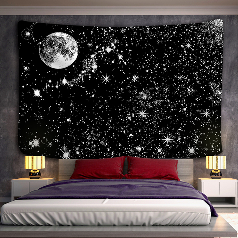Black and white moon Mandala tapestry Bohemian decoration wall hanging bedroom psychedelic scene starlight art home decoration ► Photo 1/6