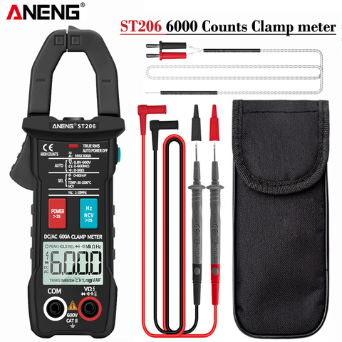 ANENG ST206 Digital Clamp Meter Multimeter 6000 counts True RMS Amp DC/AC Current Clamp measure dc amperimetro tester voltmeter ► Photo 1/6