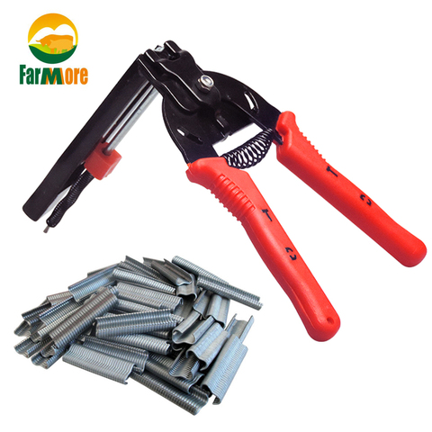 Hog Ring Pliers and 600 Nails Staples Ploutry Cage Pliers Fastening Clamp Installation Tool for chicken Mesh Cage Wire Fencing ► Photo 1/6