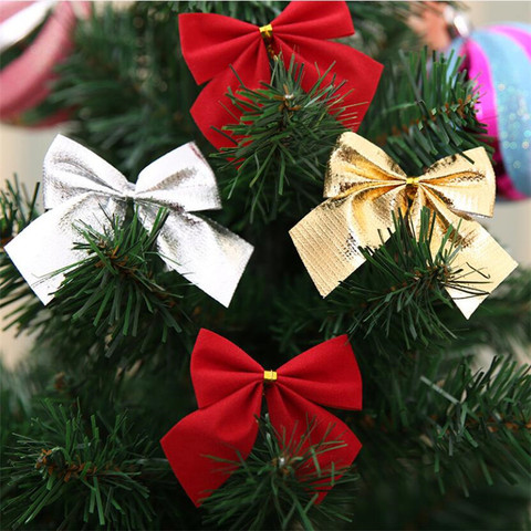 12pcs Small Bow Christmas Tree Decoration Xmas Ornament Bowknot Party Family Wedding Decoration Gift Ribbon DIY Hanging Decor ► Photo 1/6