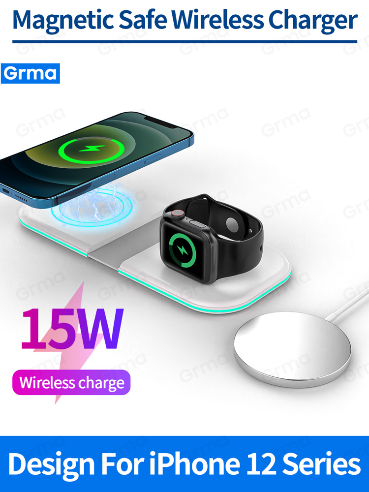 Price History Review On Grma Original Mag Magnetic Safe Wireless Duo Charger For Iphone 12 Mini 11 Pro X Xs Max Qi 3 0 Fast Charging For Airpods Watch Aliexpress Seller