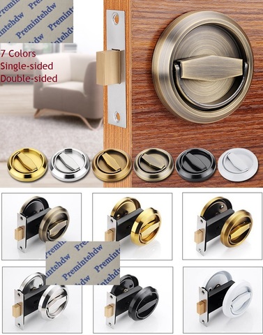 Conceal Mortise Door Lock Bolt Latch Folding Pull Ring Bath Bedroom Gold Matte Black White Bronze Red Single Double Side ► Photo 1/3
