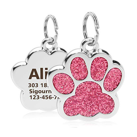 Personalized Dog Cat Tags Engraved Cat Dog Puppy Pet ID Name Collar Tag Pendant Pet Accessories Paw Glitter Pendant ► Photo 1/6